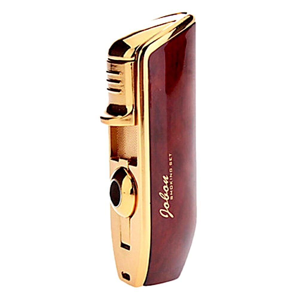 JOBON Classic Triple Torch Flame Cigarette Cigar Lighter with Cigar Punch-RED