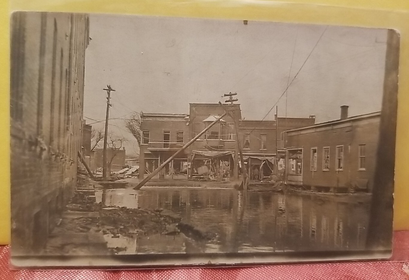 1913 Dayton Ohio Flood  Real Photo Postcard STORE FRONTS  UNUSED