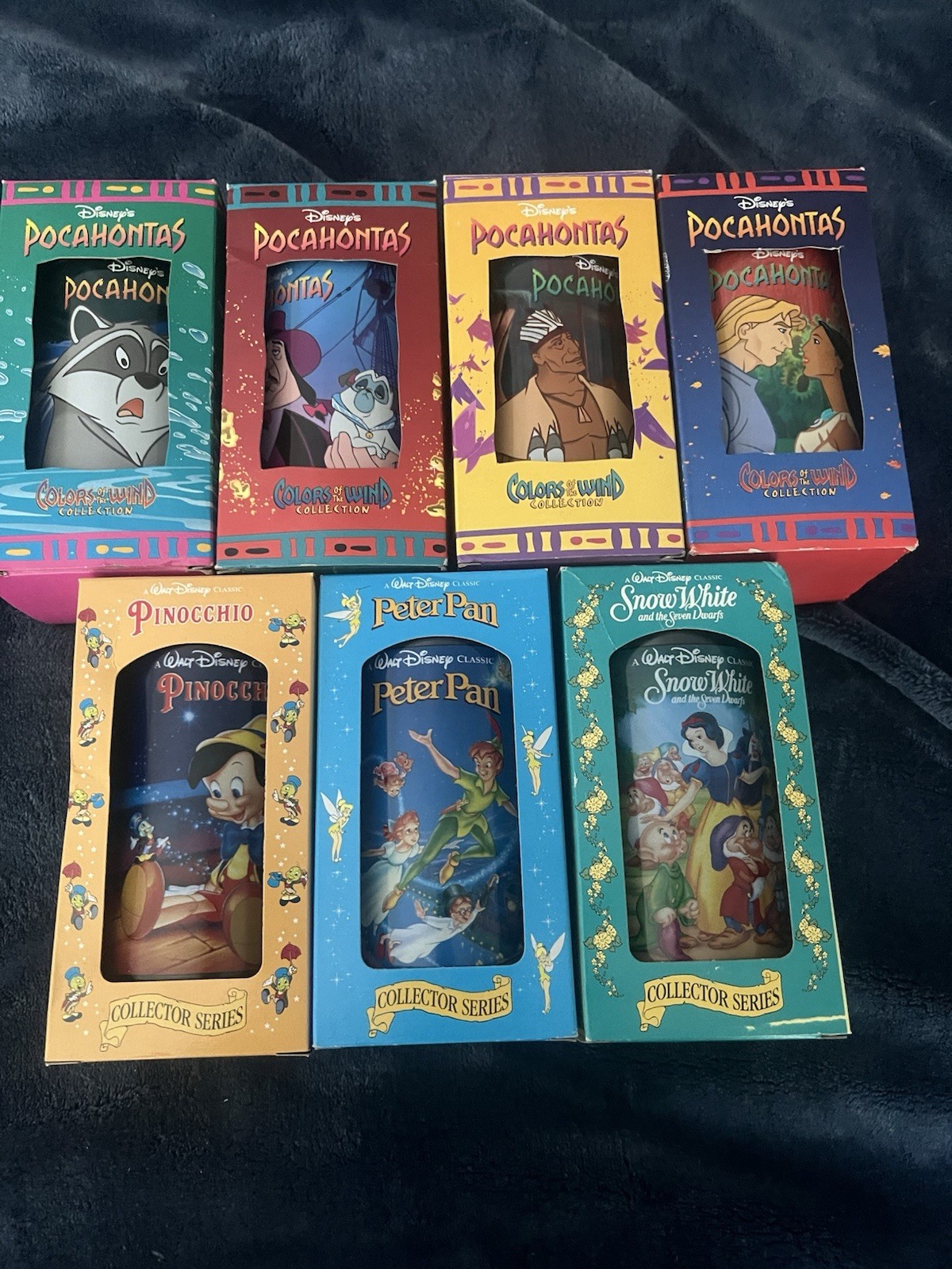 Lot Of 7 Burger King Disney Glass Cups New Great Condition. See Pics