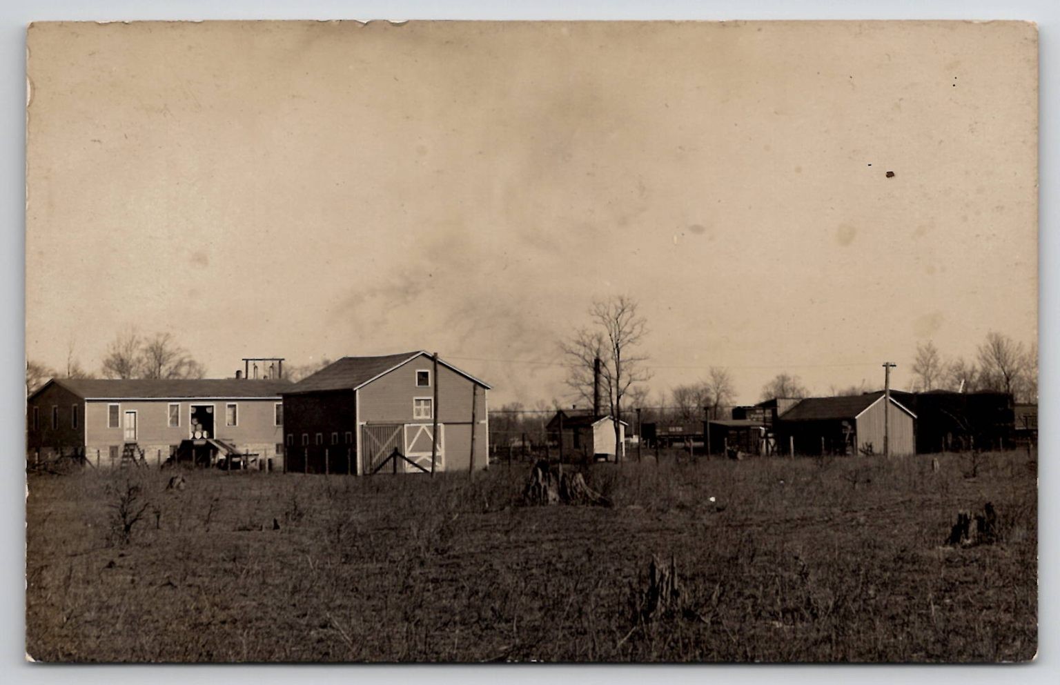 RPPC Working Farm Barn Barrels RR E & T.H. - Missouri & North Arkansas Postcard