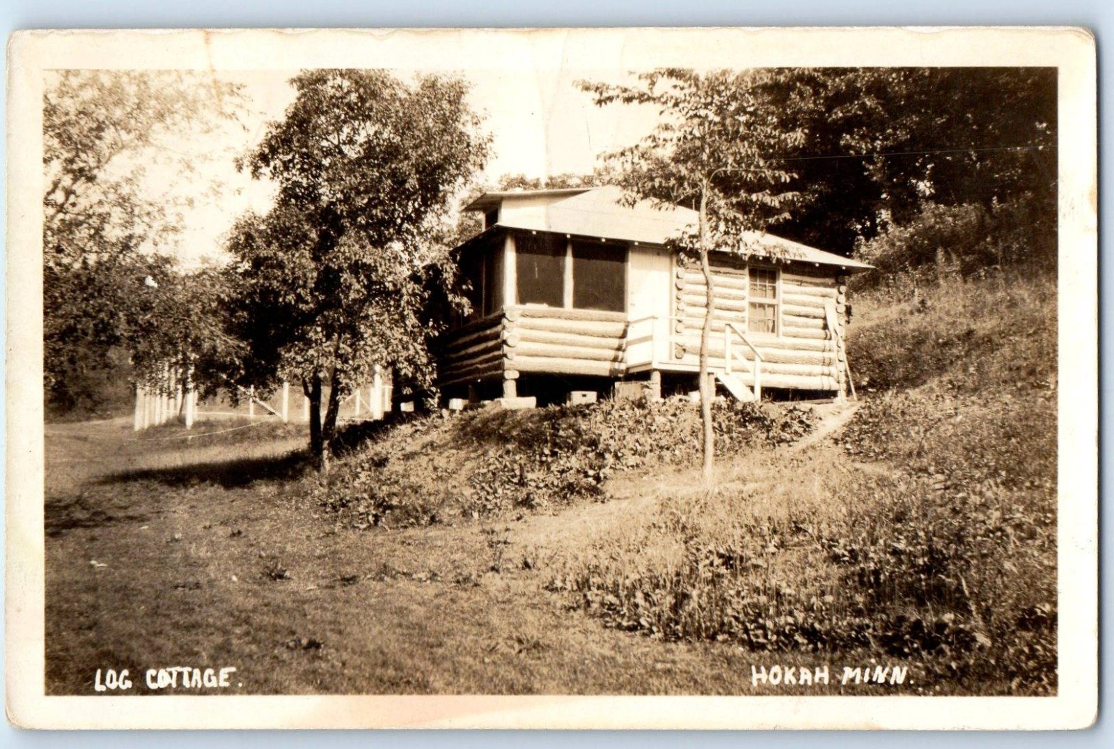 c1910's View Of Log Cottage Hokah Minnesota MN RPPC Photo Antique Postcard