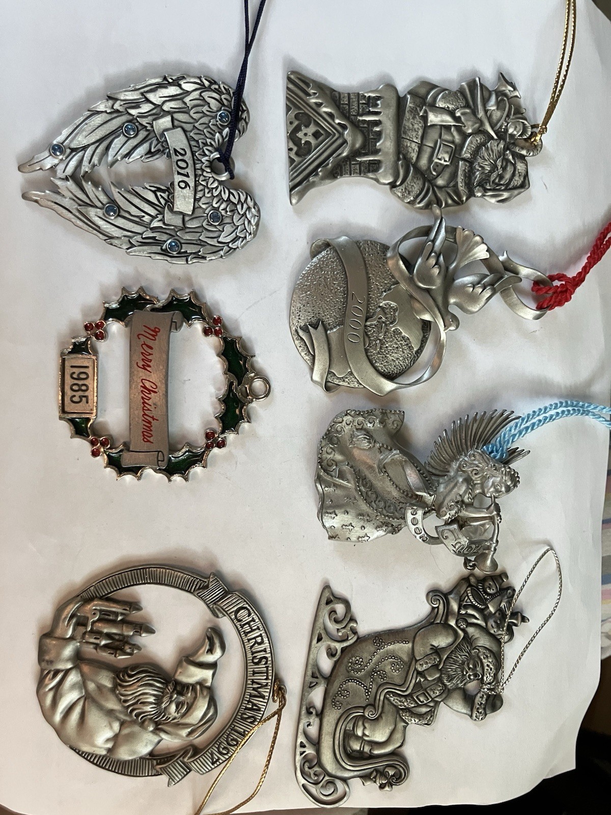 Lot of Vintage Avon Pewter Christmas Ornaments 1985-2016 Angels & Santas Metal
