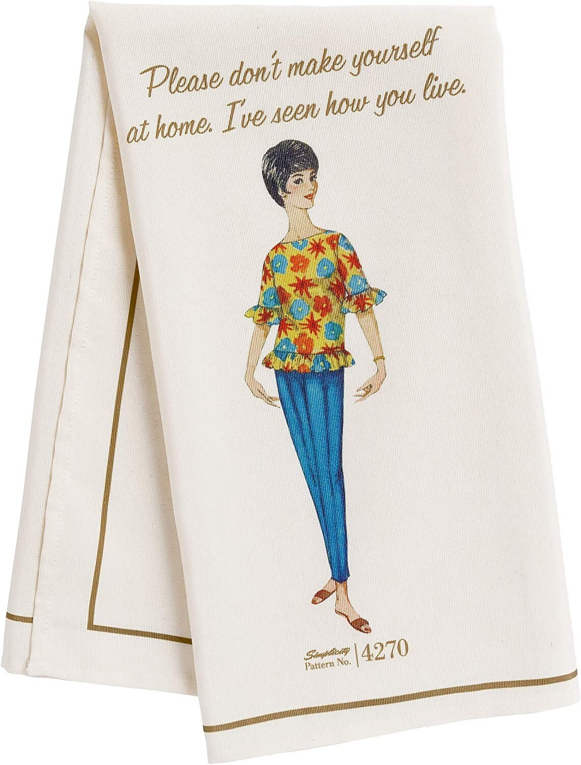 Simplicity Vintage Retro Tea Dish Towel  Please Don\'t Make Yourself at Home
