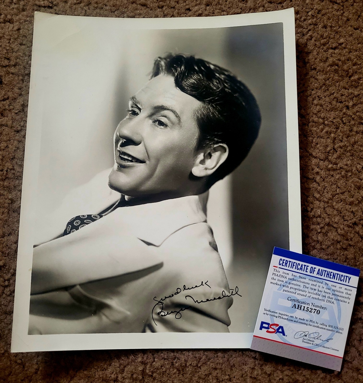 Burgess Meredith “Mickey” Rocky and The Penguin Batman Signed 8x10 PSA certified
