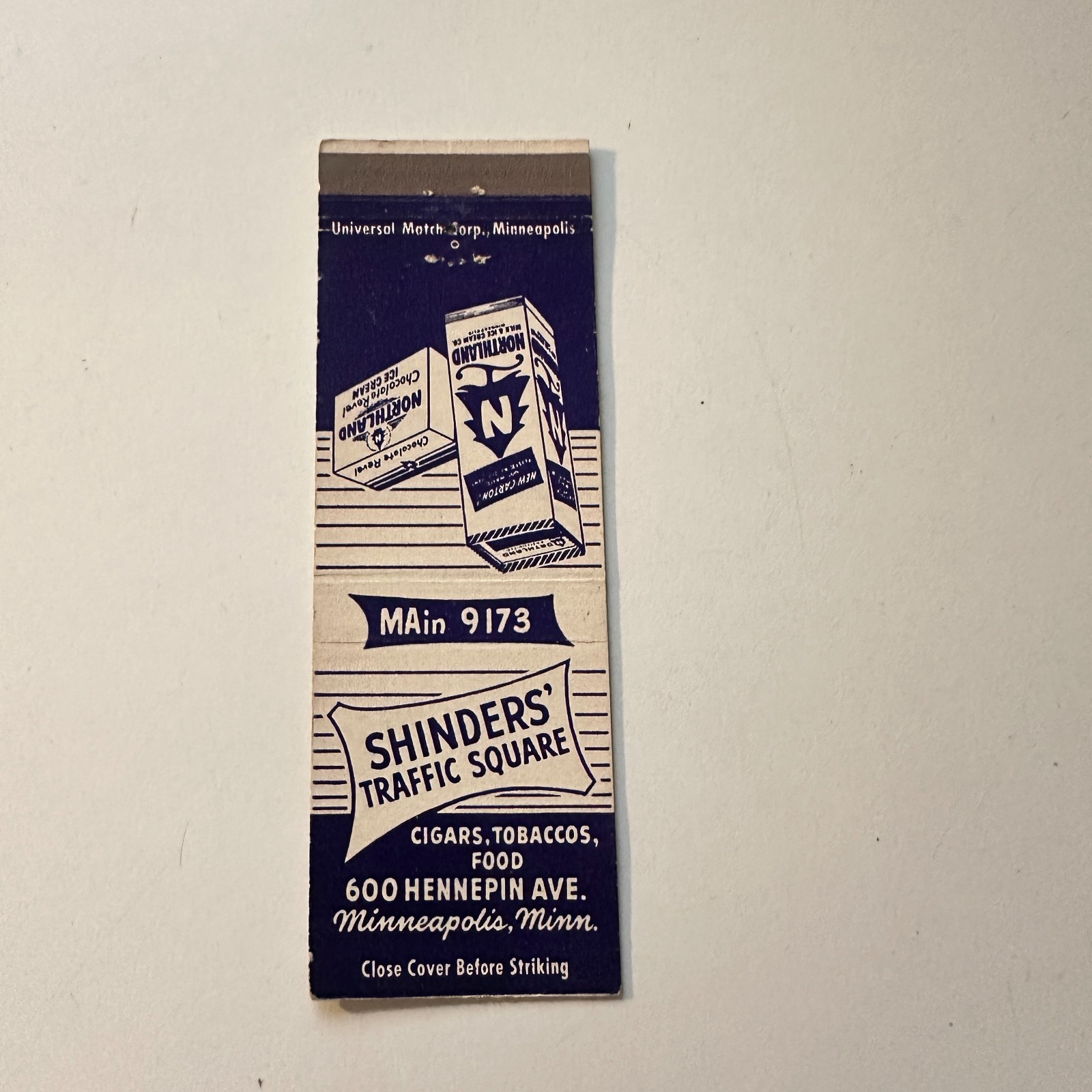 Shinders' Traffic Square Minneapolis MN Vintage Matchbook Cover 4MB114-5