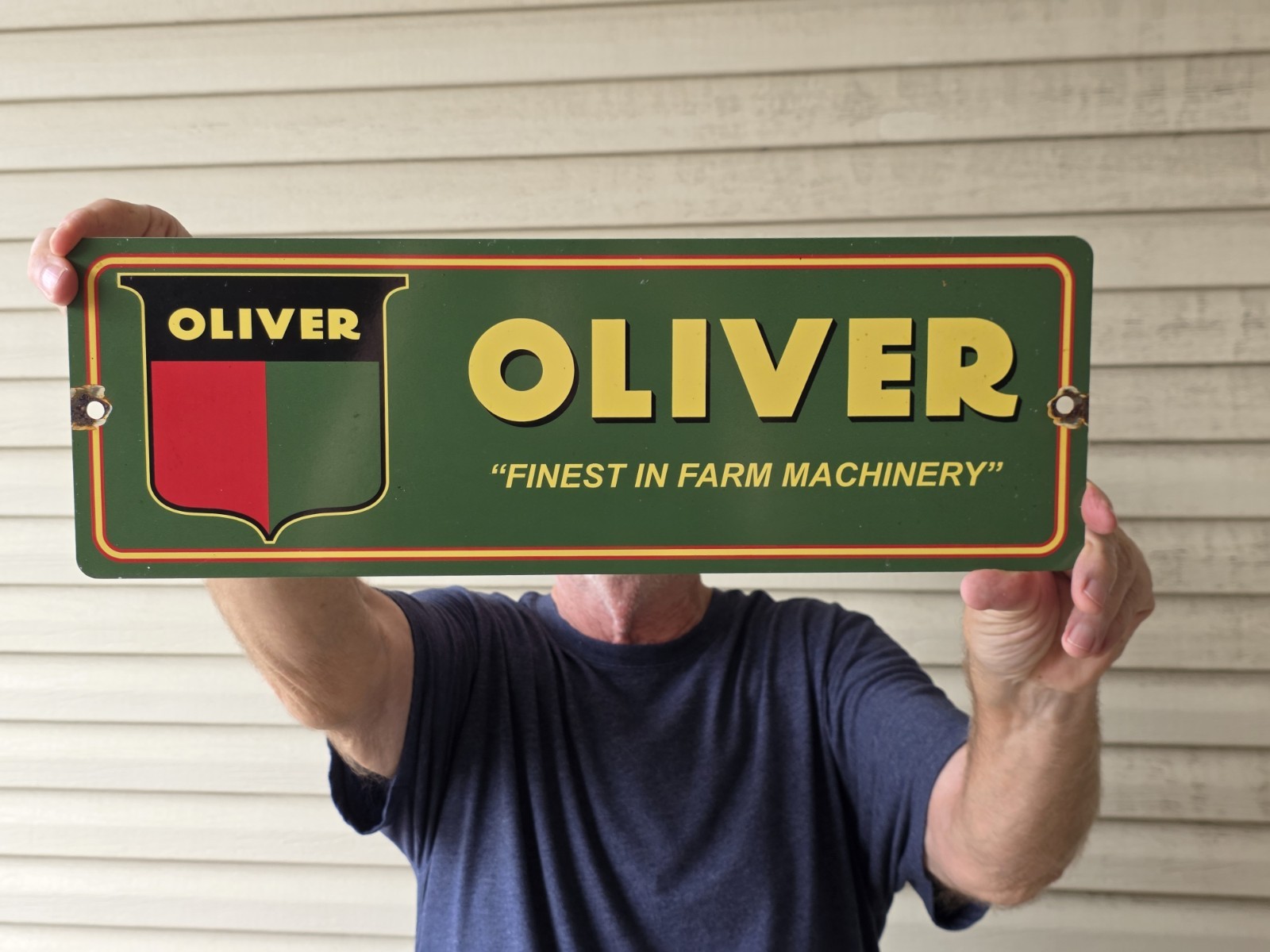 VINTAGE OLIVER 'FINEST IN FARM MACHINERY' FARM EQUIPMENT PORCELAIN SIGN 18