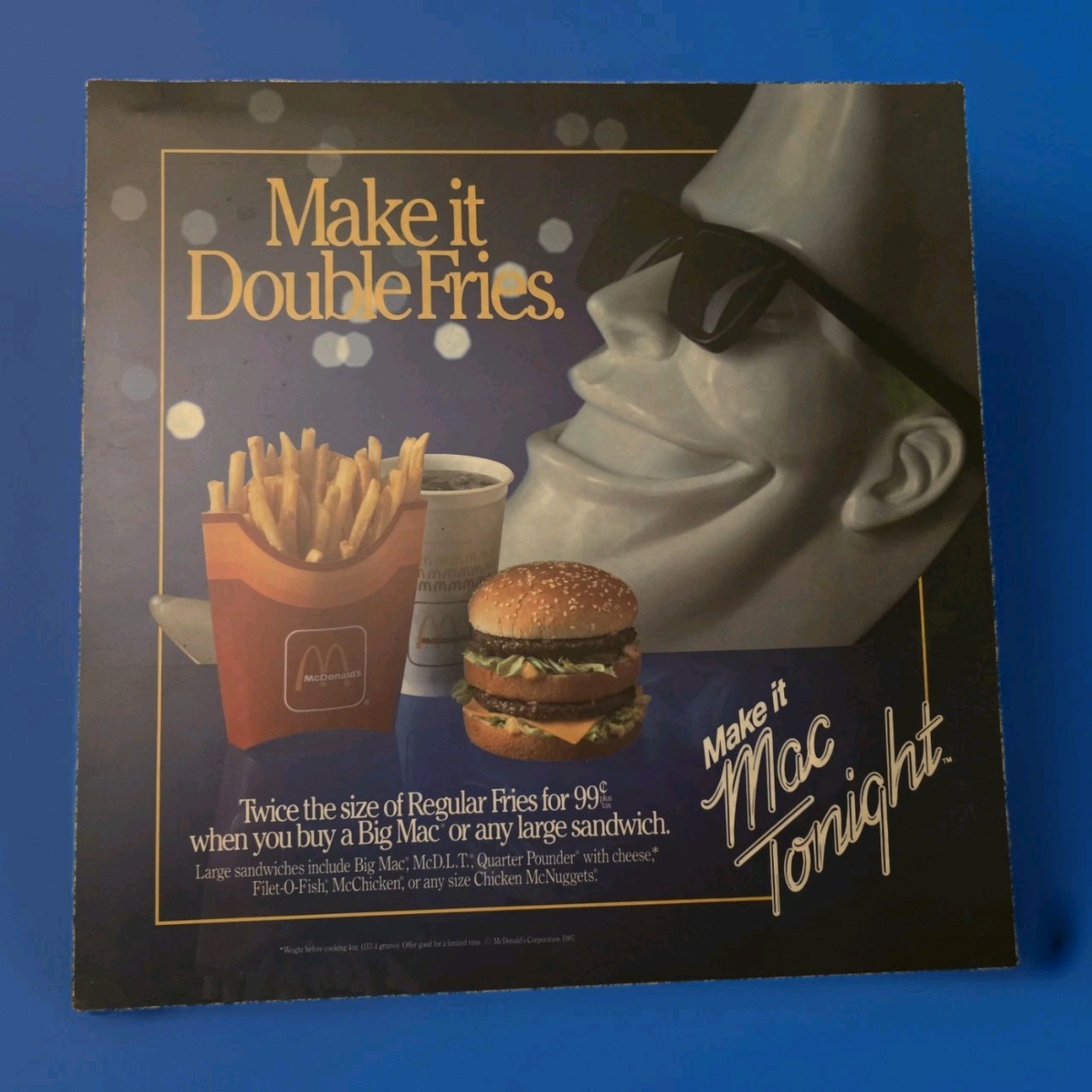 1987 vintage McDonald\'s Mac Tonight Translite sign \