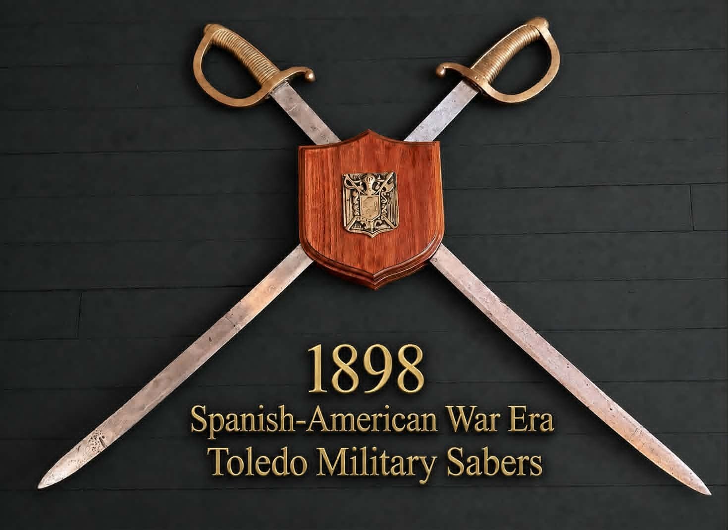 1898 Spanish-American War Era w/ Wall Display /Pair Spanish M1879  Toledo Sabers