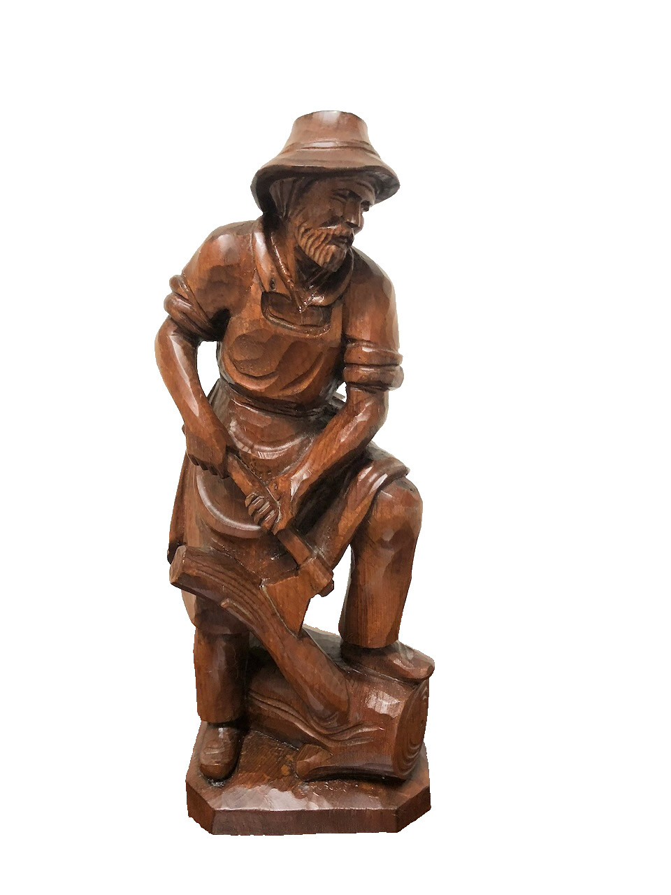 Vintage Black Forest Vintage Wood Carving 10” German Man Chopping Wood