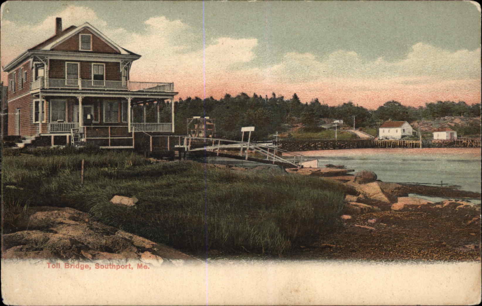 SOUTHPORT ME Toll Bridge c1910 Postcard