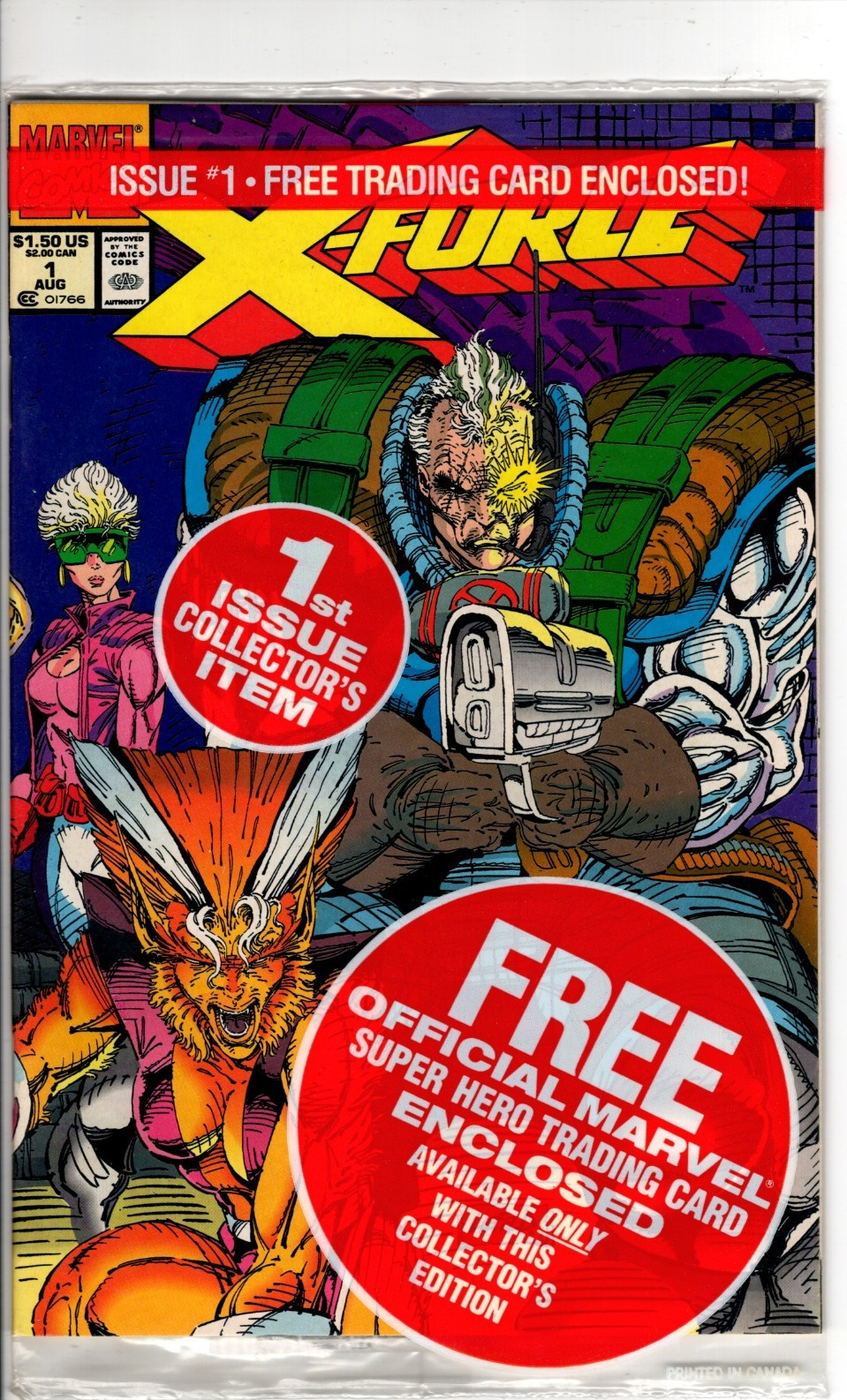 X-FORCE #1 (1991): 3rd Warpath: Sealed with Cable Card: Negative U.P.C.: NM