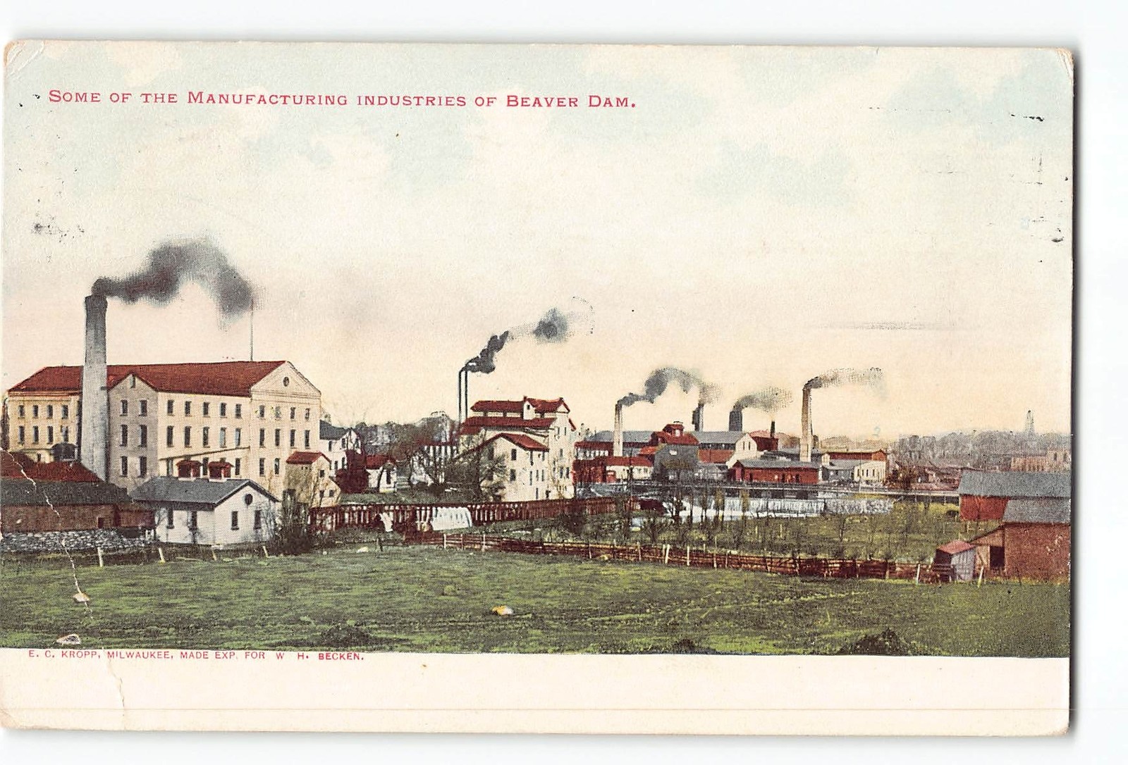 Beaver Dam Wisconsin WI Postcard 1909 Manufacturing Industries Of Beaver Dam