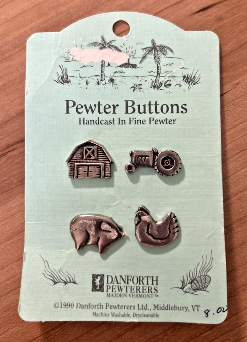 1990 Danforth Pewterers Set If 4 Pewter Farm Buttons