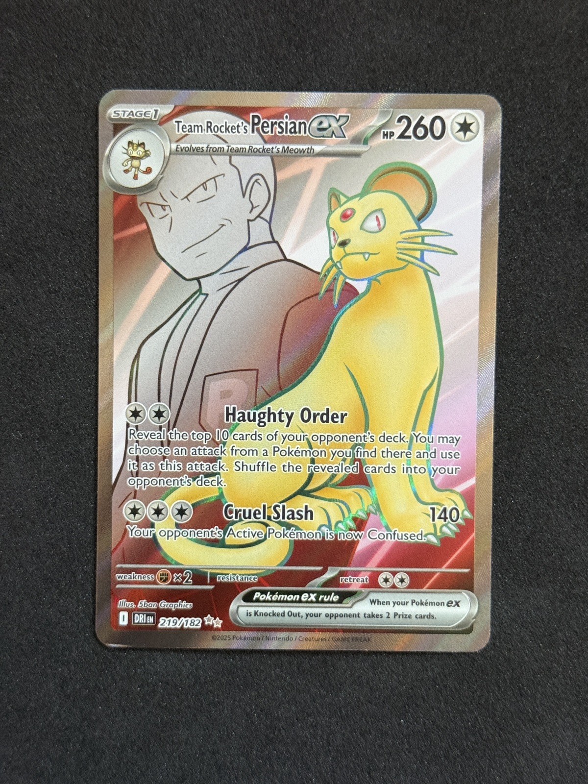 Pokemon - 219/182 - Team Rocket's Persian ex - Destined Rivals NM