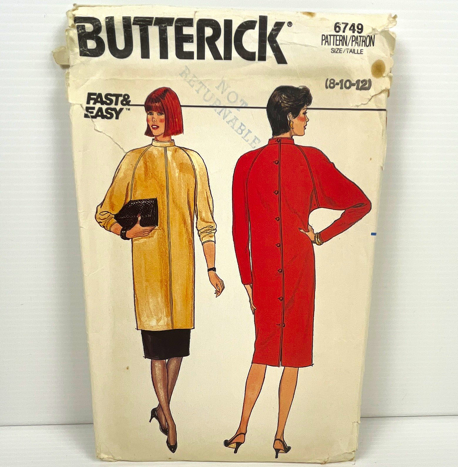 VTG Orig. 1980s Butterick #6749 Dress Tunic Skirt Sewing Pattern 8-10-12 Uncut
