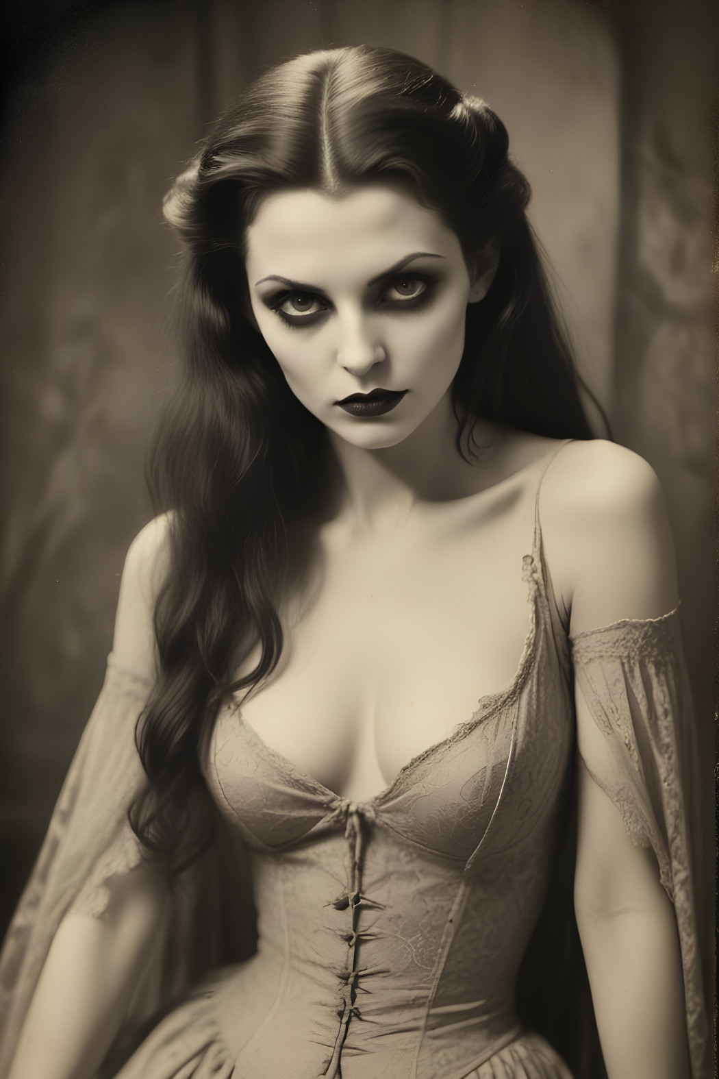 Vintage Glamour Gothic Vampire Woman  4x6 Photo