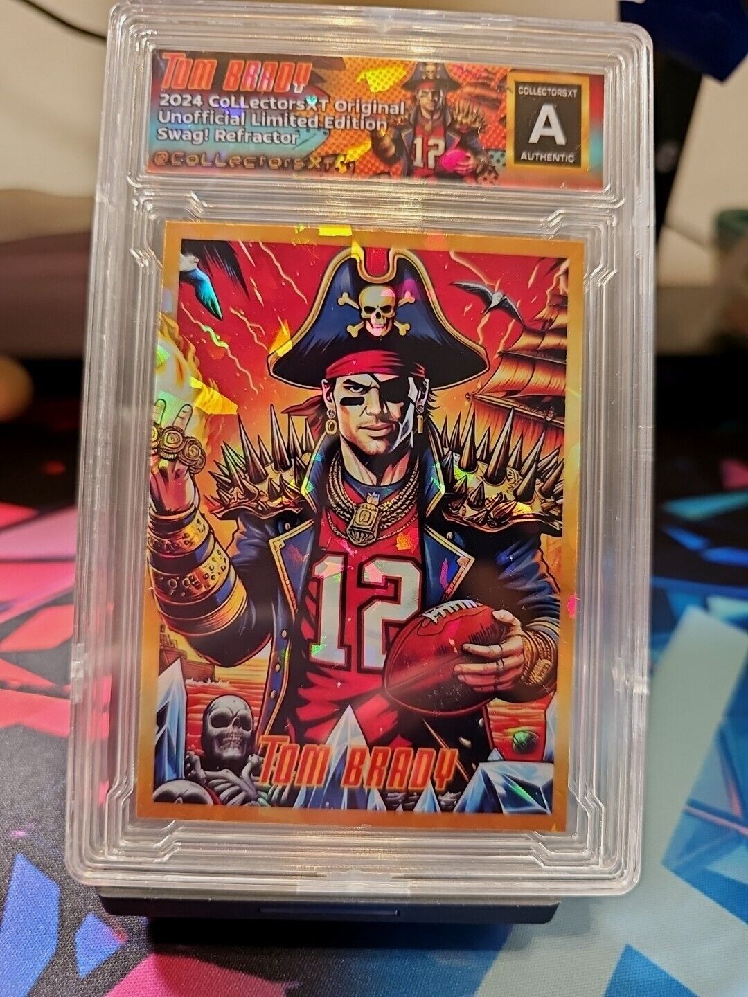 Tom Brady The Pirate Gold Gold Atomic Stars Refractor Limited Edition Custom 