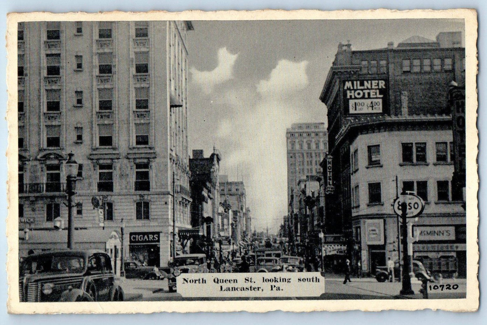 1940 Lancaster Pennsylvania Postcard North Queen St. Looking South Road Building