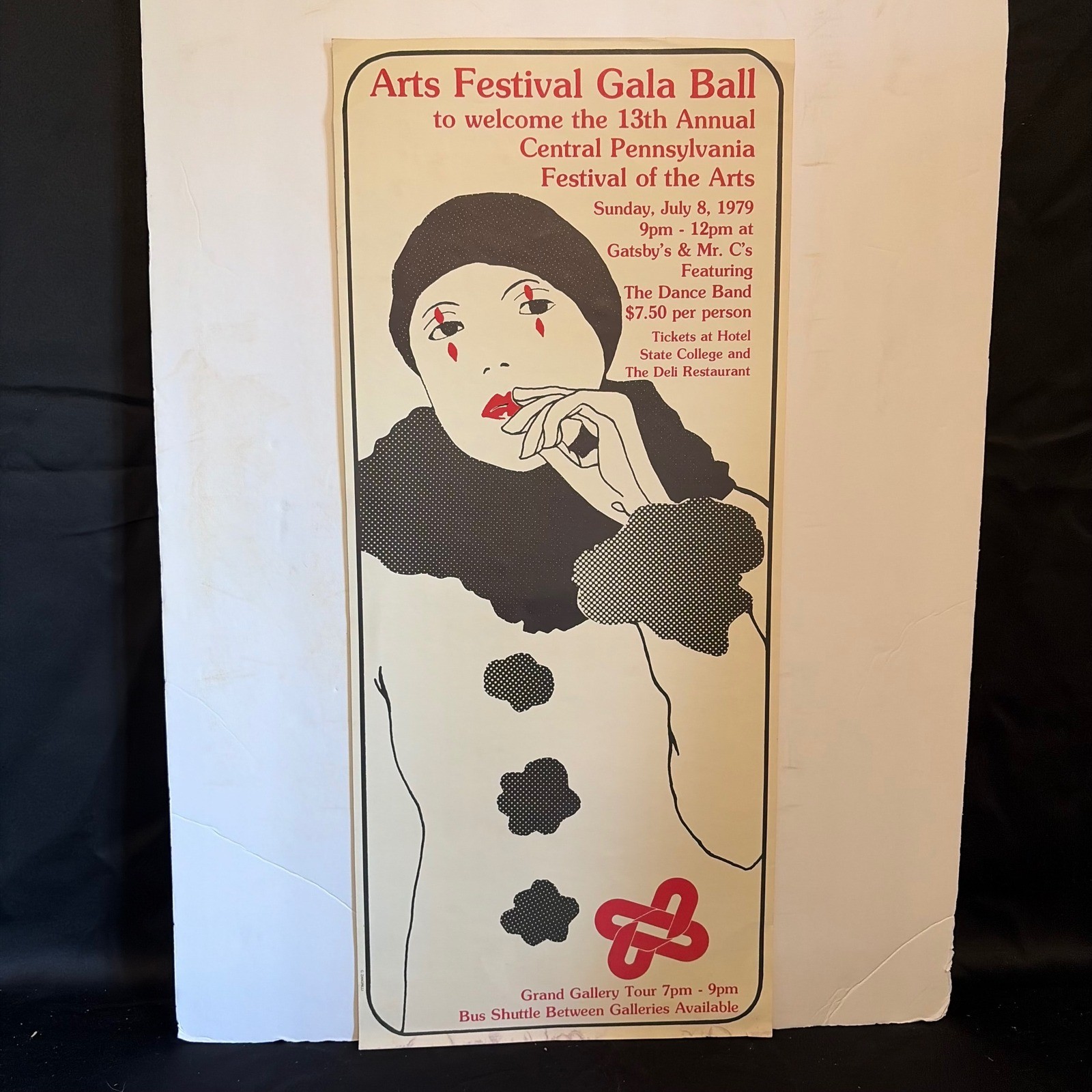 Vintage 1979 Central PA Festival of the Arts Gala Ball Poster Pierrot Zangrilli
