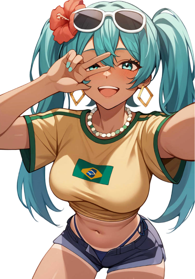 Brazilian Hatsune Miku Waifu Weatherproof Anime Sticker 6