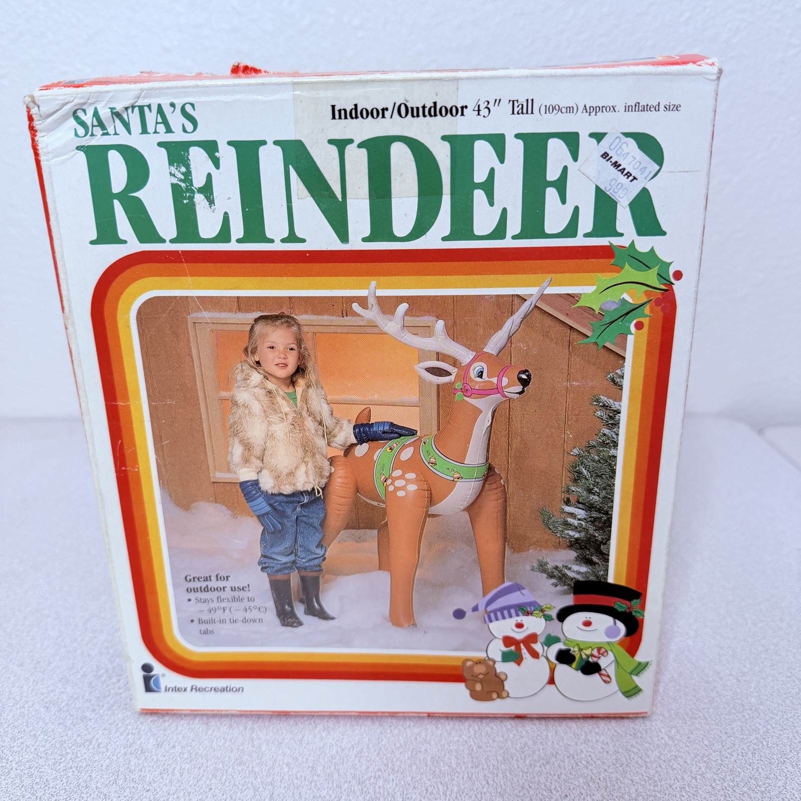 Vtg 1989 Intex Santa’s Reindeer Inflatable 43” Christmas Yard Decor NOS New