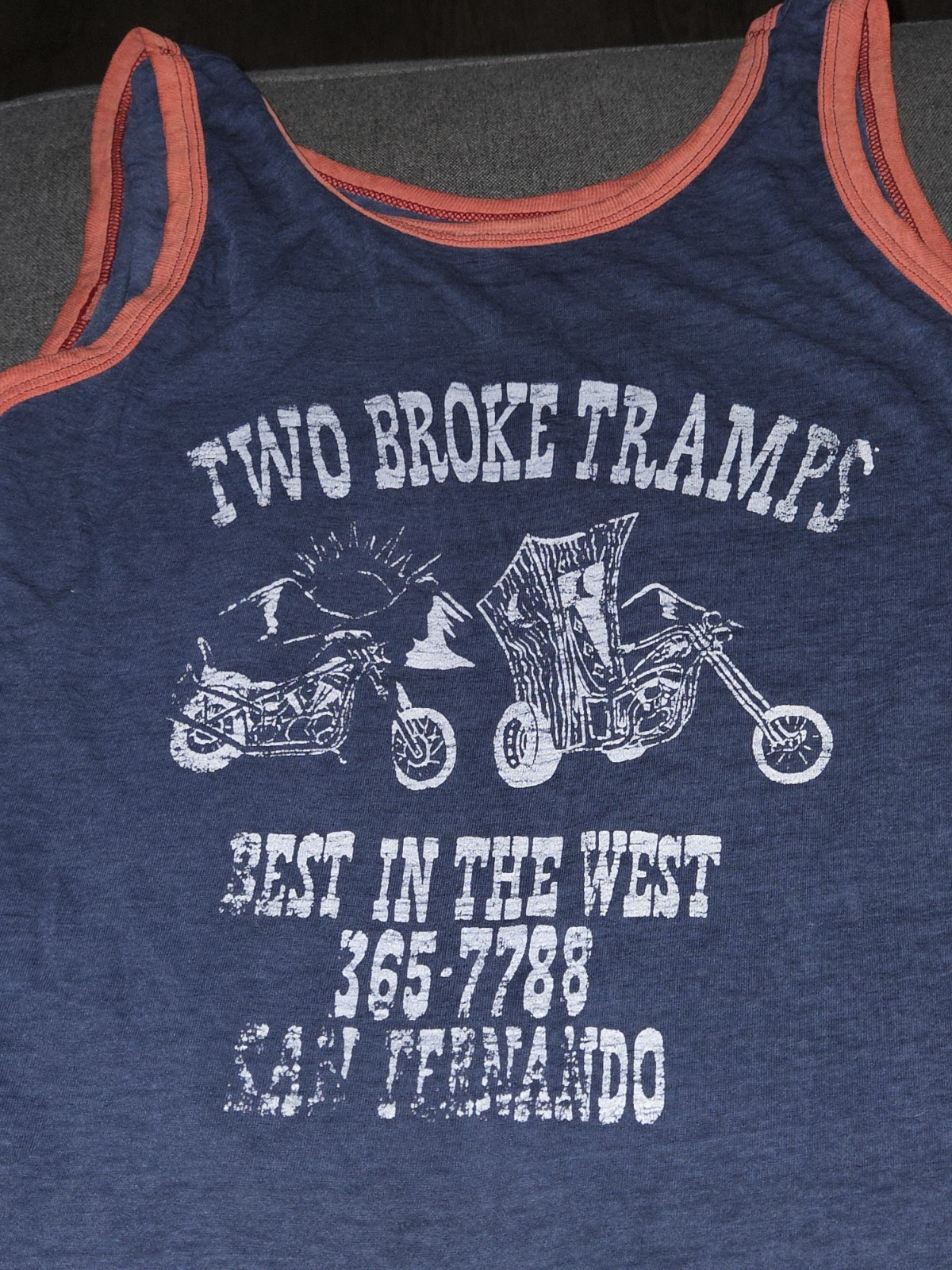 Vtg Harley Davidson Tank Top Shirt Single Stitch Medium Two Broke Tramps MC Rare