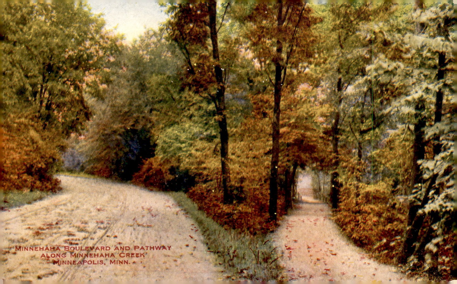 Minnehaha Boulevard and Pathway, Minneapolis, Minn. Postcard