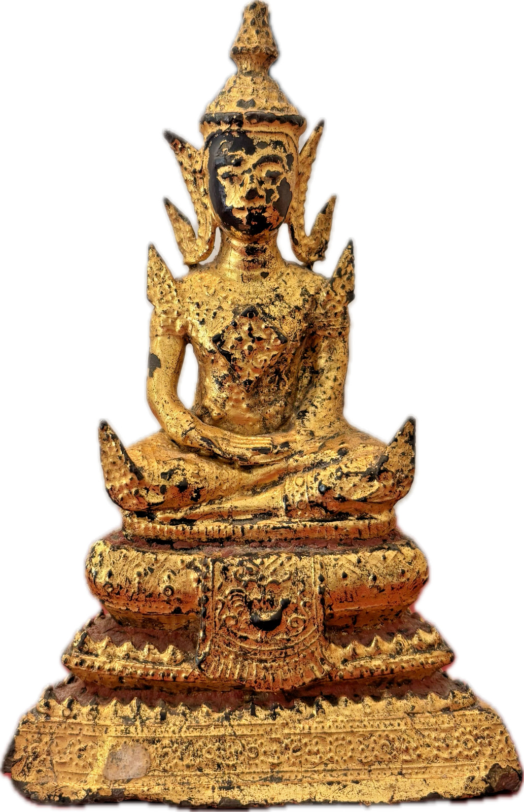 Antique Thai Rattanakosin Gilt Bronze Seated Buddha