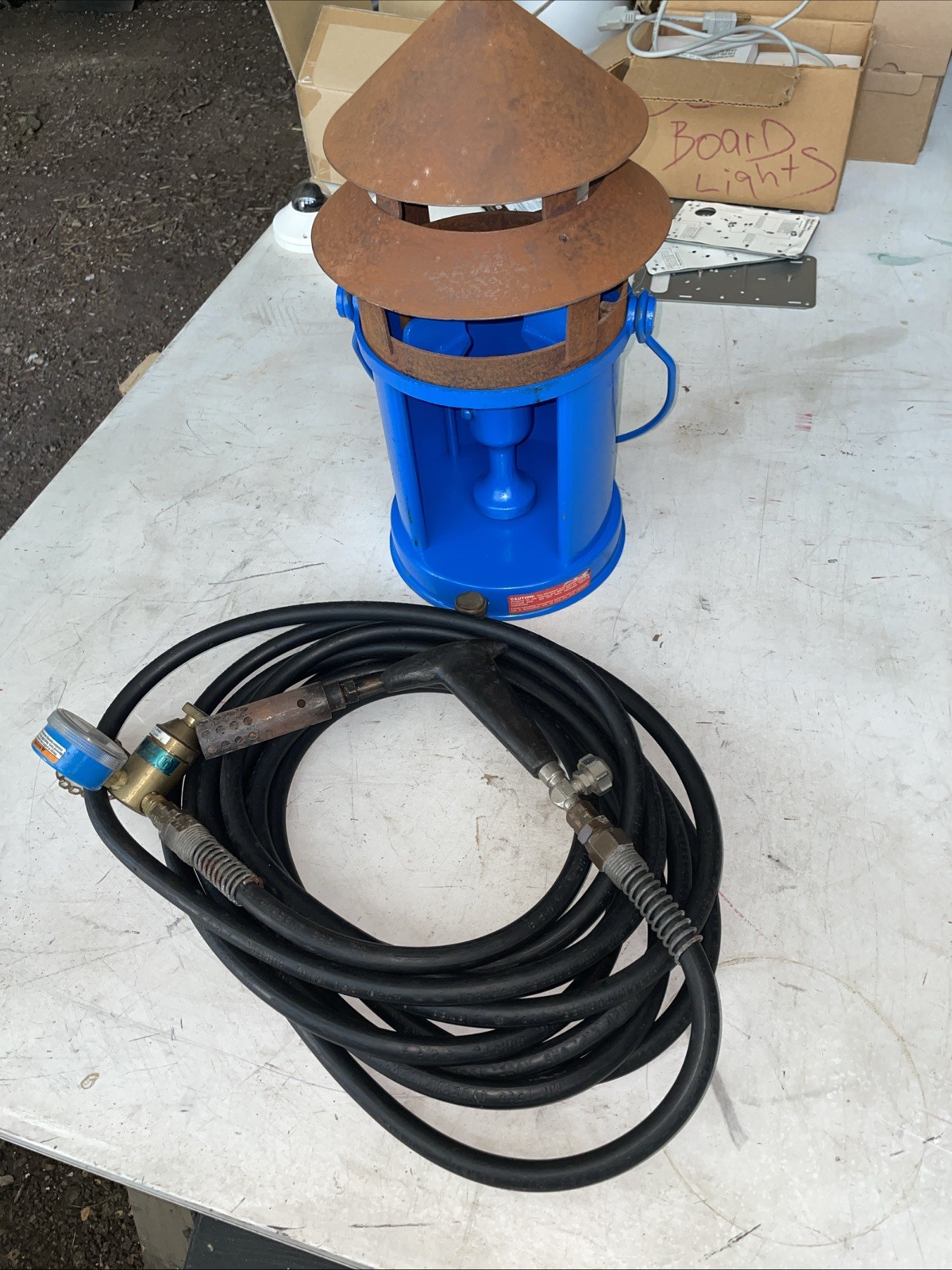 RARE Vintage GOSS INC. Propane Cast Iron Heater / Cooker W/hose, Reg., Torch At