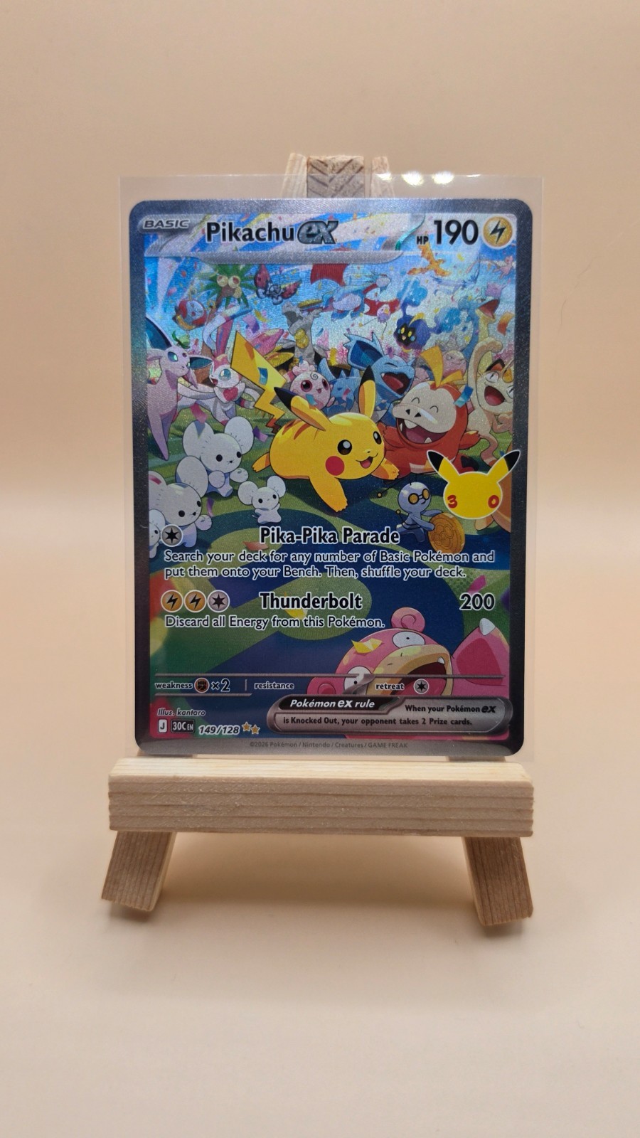 Pokemon Pikachu ex 149/128 Holo Special Illustration Rare 30th Anniversary EN