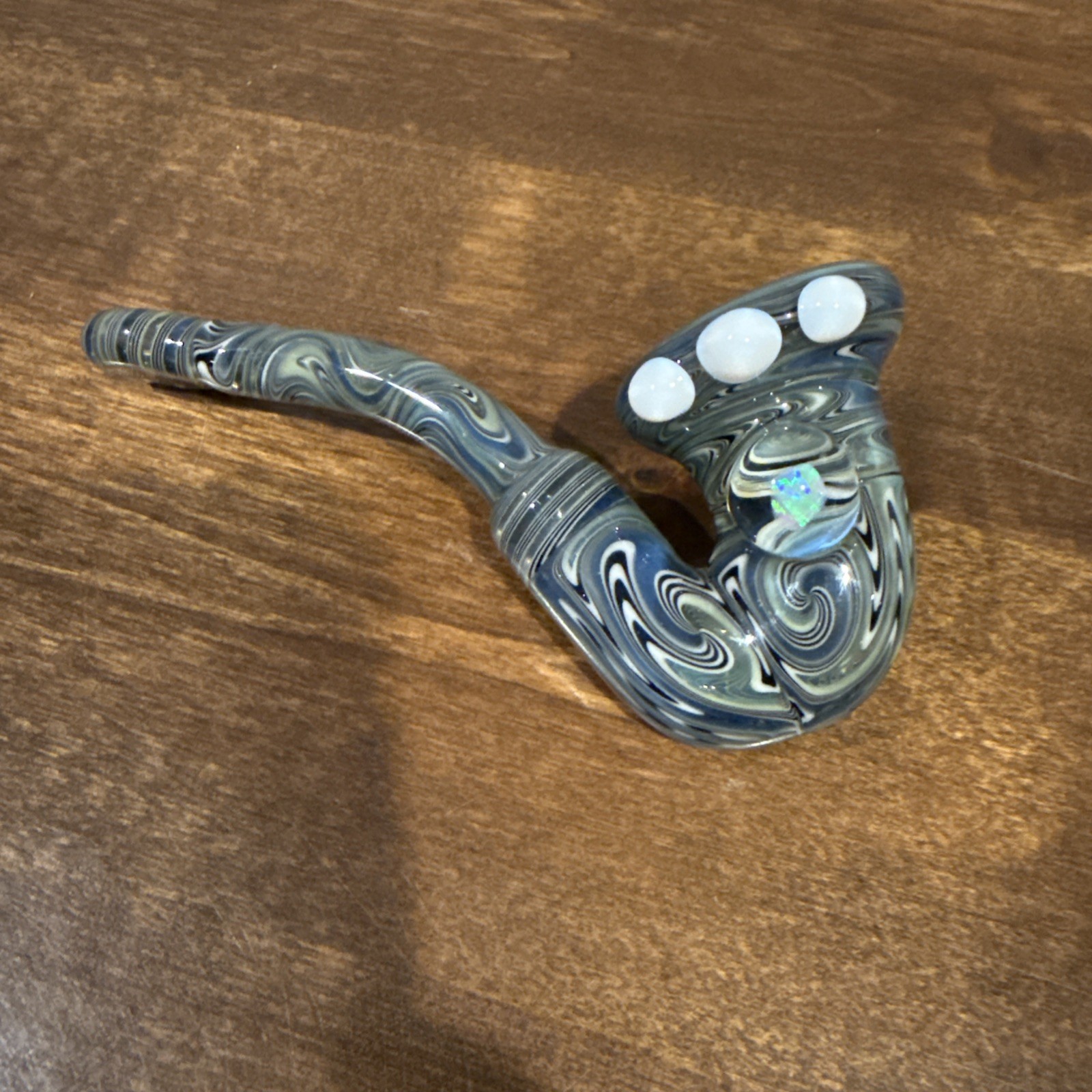 High end USA Hand Made Heady Glass Wigwag Sherlock Pipe Opal Dot Heady NEW 350
