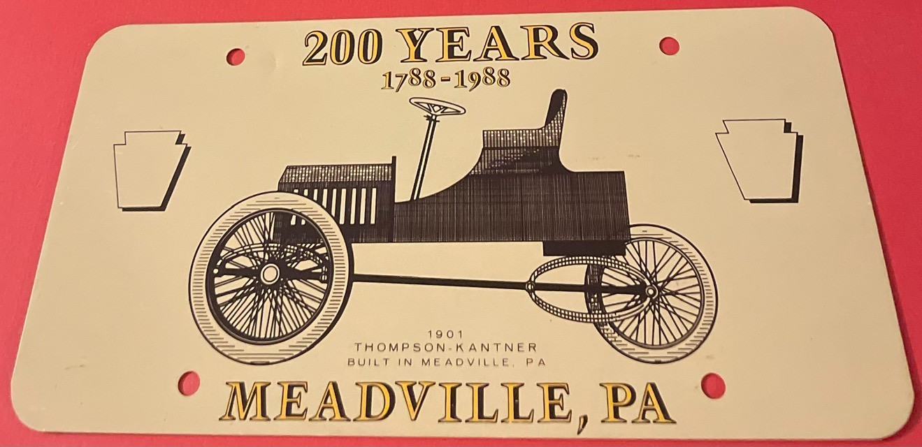 1788 1988 Meadville Pennsylvania License Plate 1901 Thompson Kantner