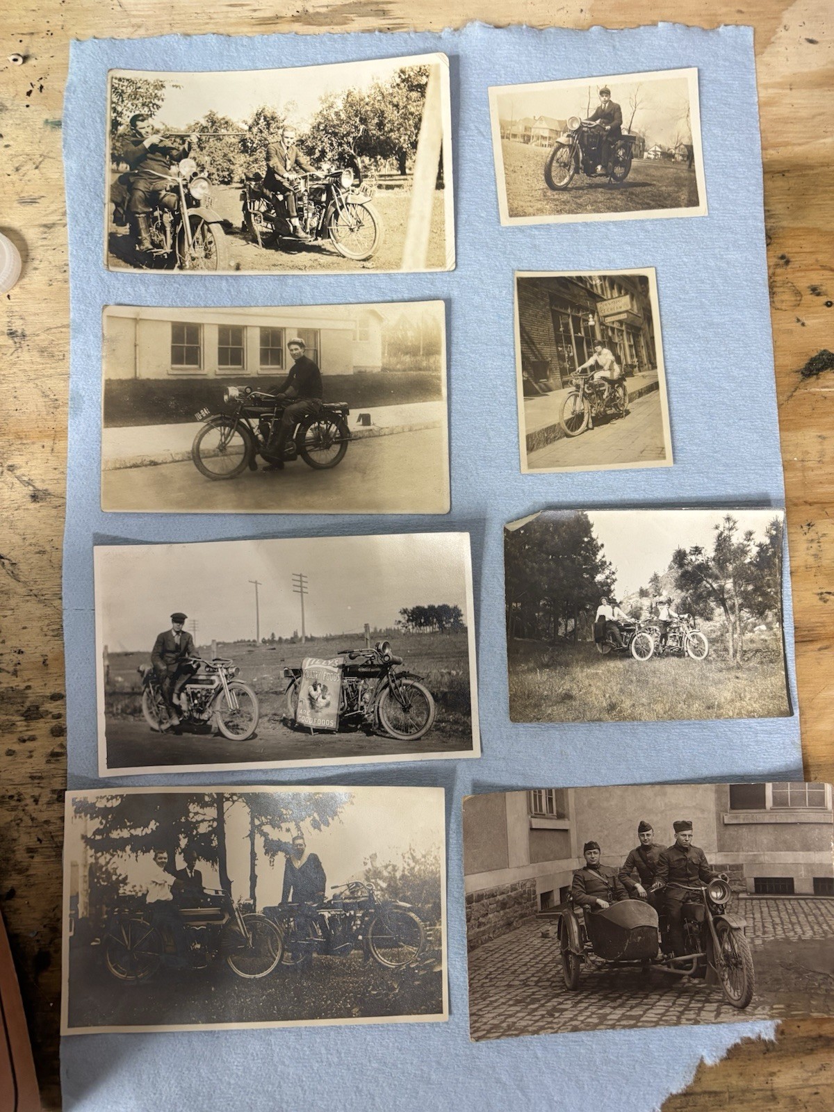 Collection Of 8 Original Early Motorcycle Photos Oregon Indian Excelsior Harley