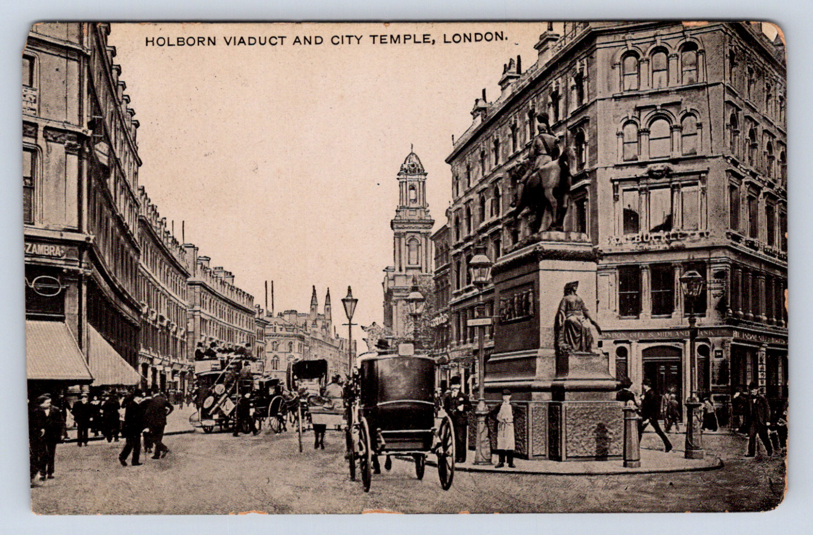 Vintage Postcard Holborn Viaduct City Temple London