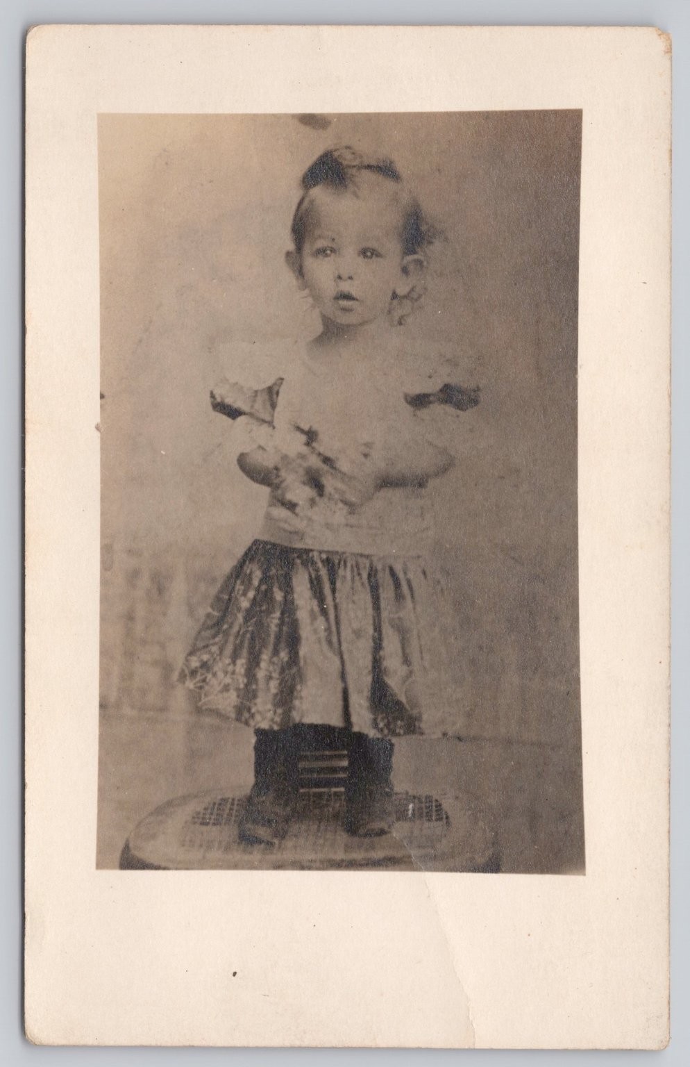 Vintage RPPC Real Photo Postcard Adorable Child Toddler Studio Portrait Early