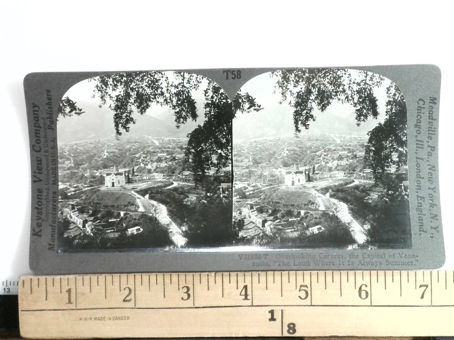 Overlooking Caracas Stereoview Keystone View Co. 1900s Venezuela