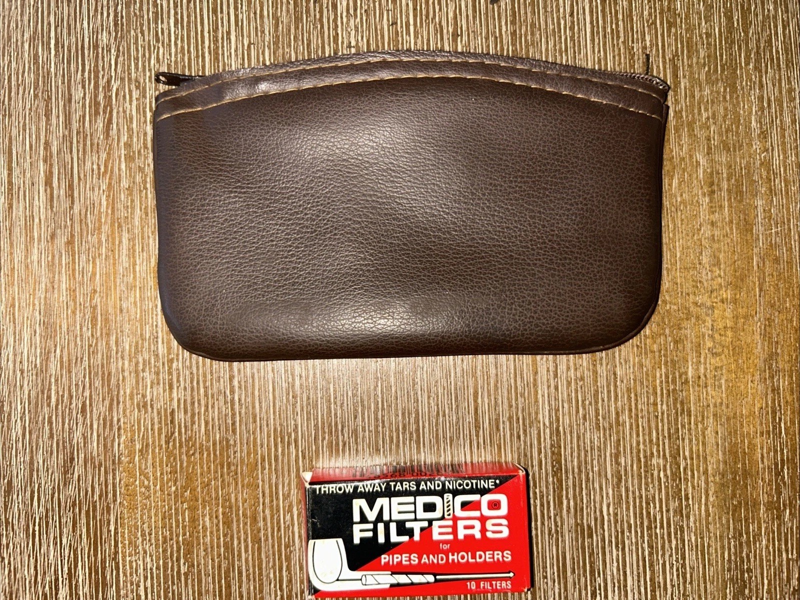 VTG  Medico Pipe Filters Box W/ 8 filters, RED BOX. Tobacco Pouch Included.
