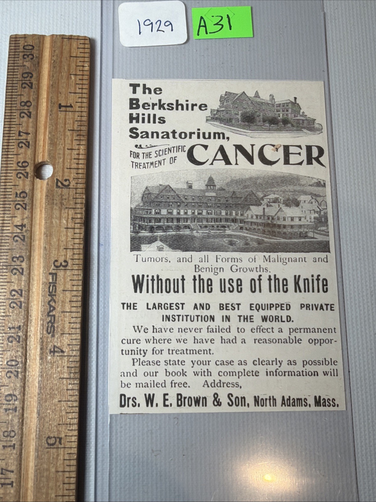 Antique 1929 Berkshire Hills Sanatorium Cancer HospitalPicture North Adams MA