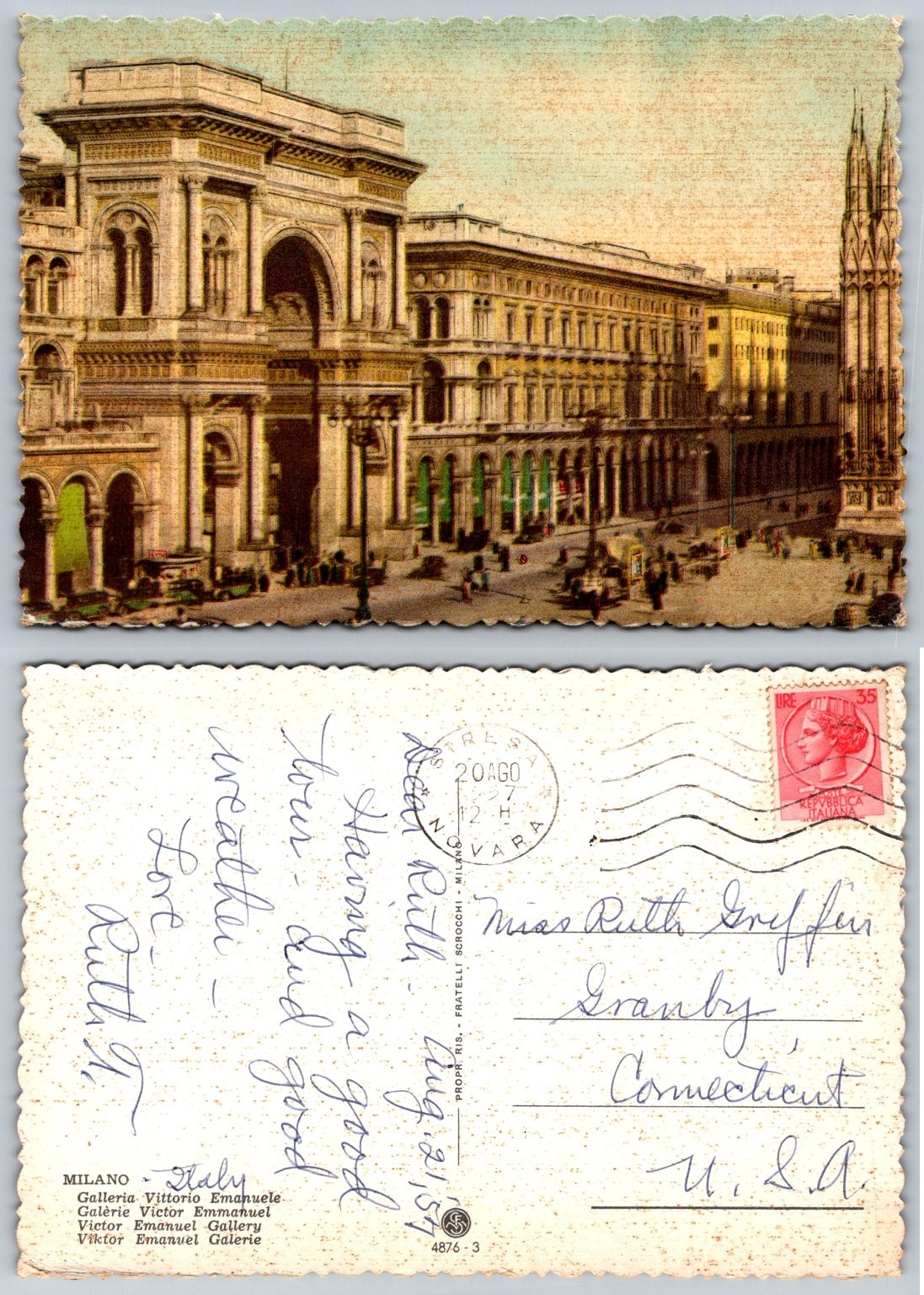 Vintage Postcard Milan Italy Galleria Vittorio Emanuele II 1957 Posted Vintage Postcard Milan Italy Galleria Vittorio Emanuele II 1957 Posted