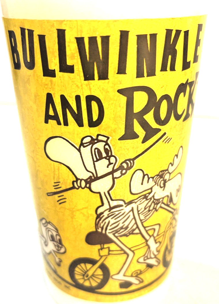 Bullwinkle & Rocky Westfield Heat Proof Milk Glass Drinking Glass Bullwinkle & Rocky Westfield Heat Proof Milk Glass Drinking Glass