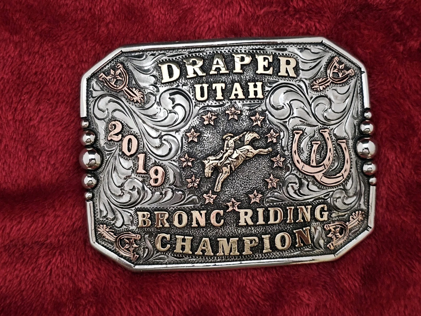 X~Treme Bronc Riding☆2019☆RODEO CHAMPION TROPHY BUCKLE☆Draper Utah☆Rare☆730