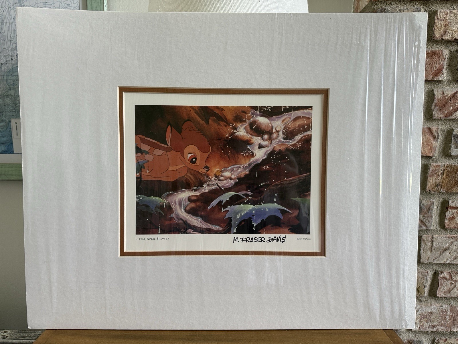 Classic Disney Print; Signed By M. Fraser Davis W/COA.BAMBI: Little April Shower