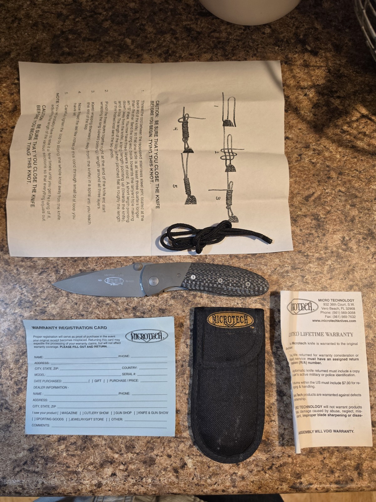 Rare Microtech Lightfoot L.C.C. manual stonewash 154CM titanium carbon fiber
