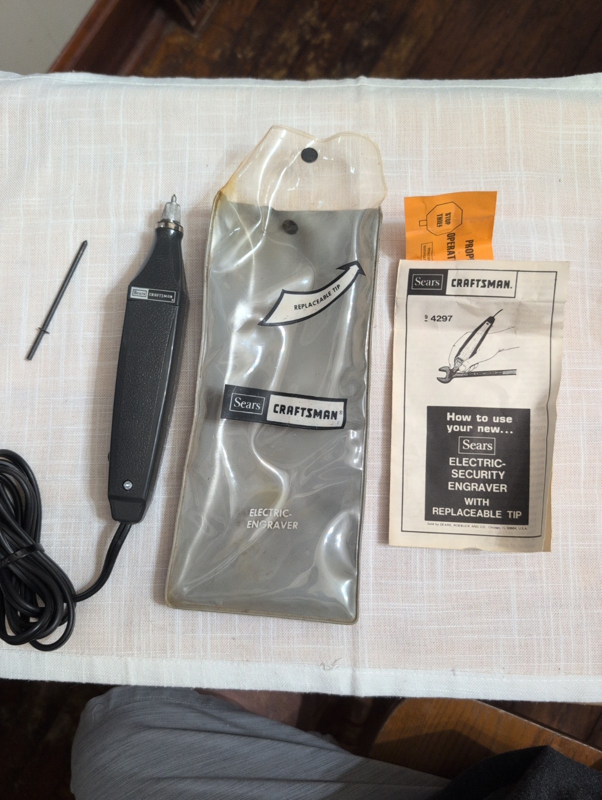 Vintage Sears Craftsman Electric Engraver 9-4297 W/ Pouch & Manual - TESTED