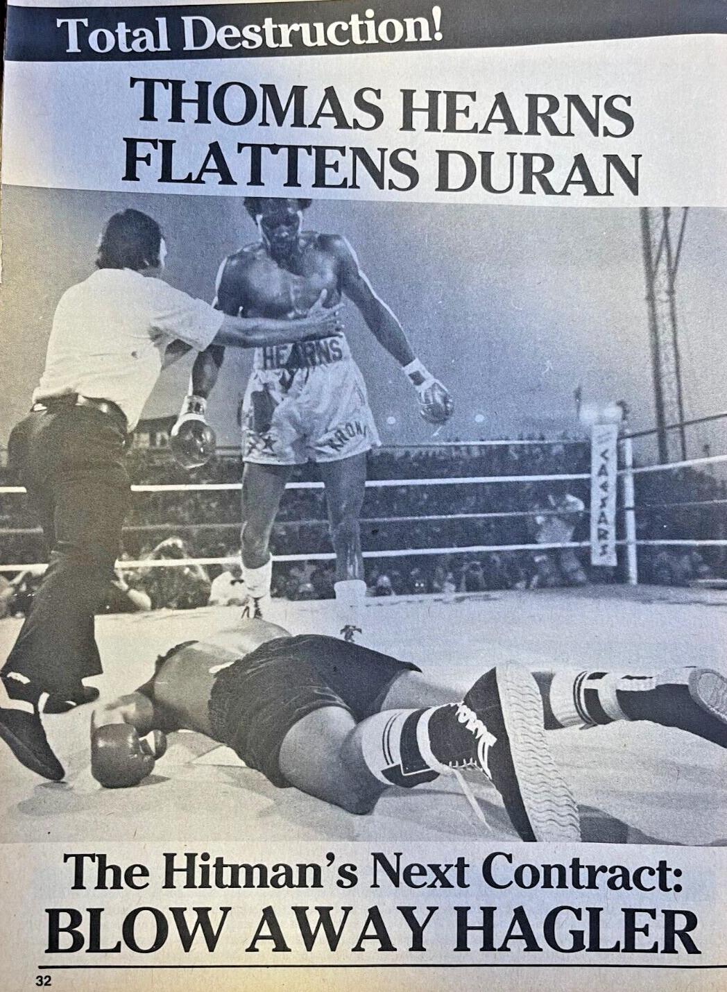 1984 Boxer Thomas Hearns Knocks Out Roberto Duran illustrated