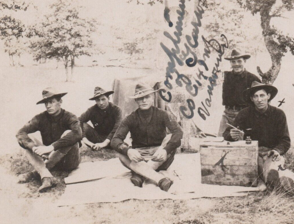 Men War Group Militaria RPPC Undivided Back Postcard Lake Washington Michigan
