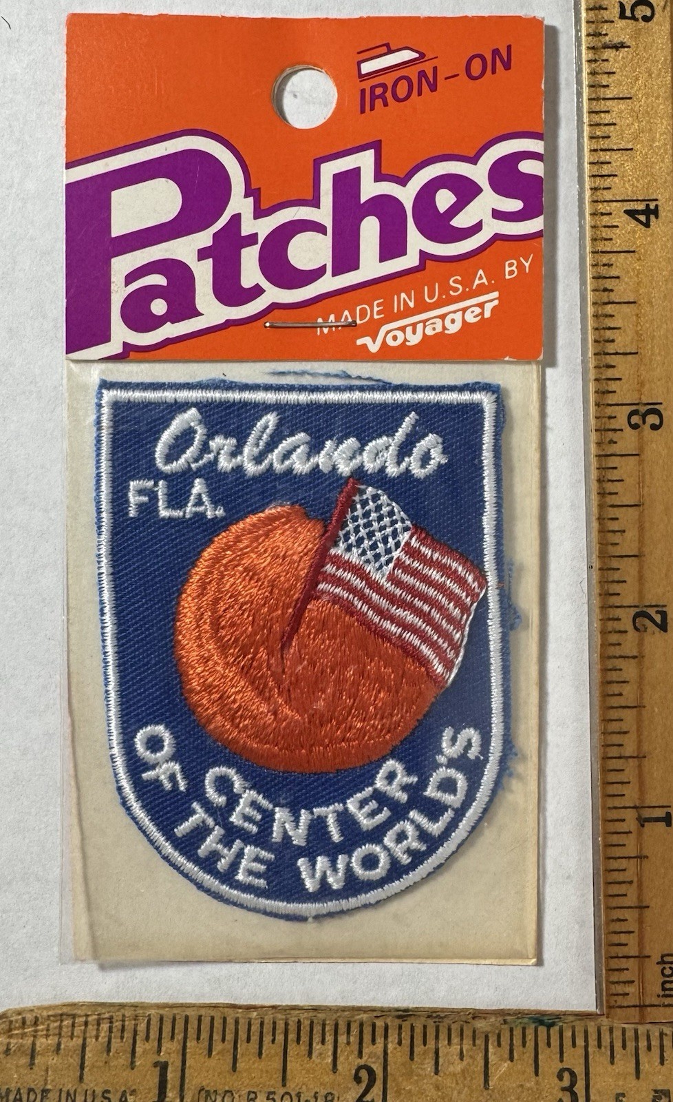 Vintage Orlando Florida Iron On Patch Voyager Travel Souvenir USA Orange Center