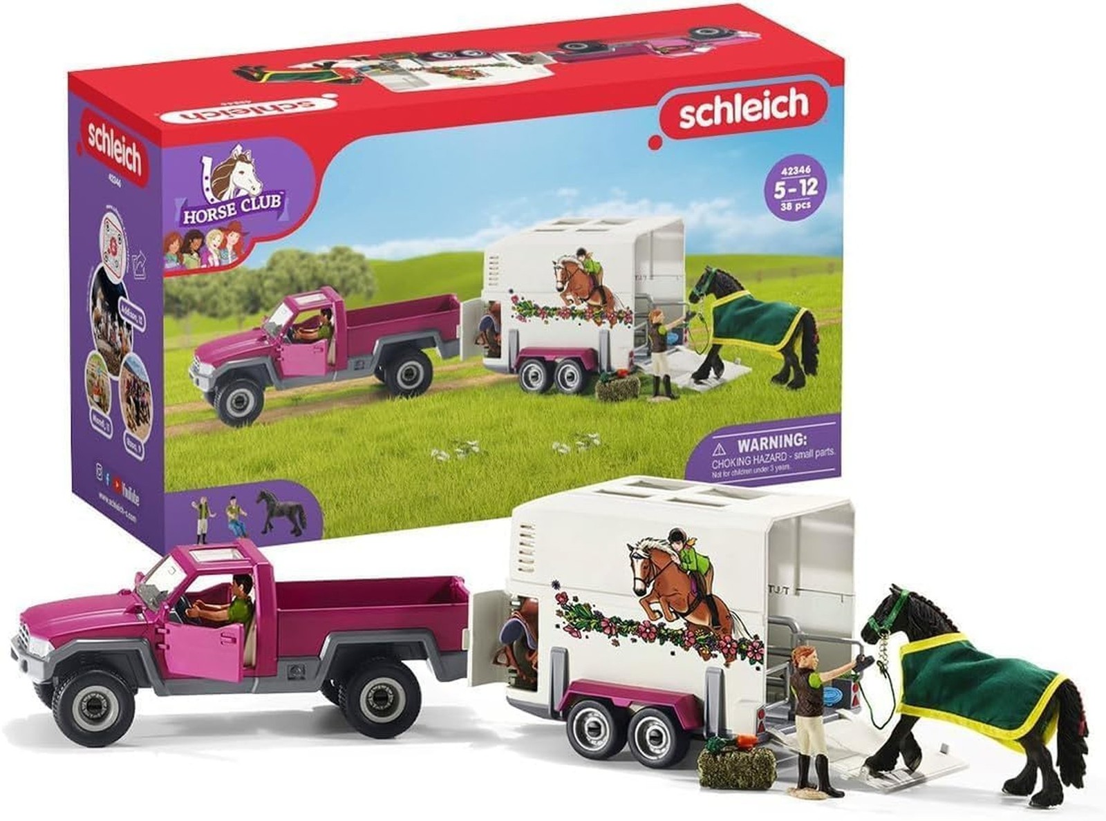 Schleich Horse Club - 38PC Trailer and Truck Transporter Playset with Realist...