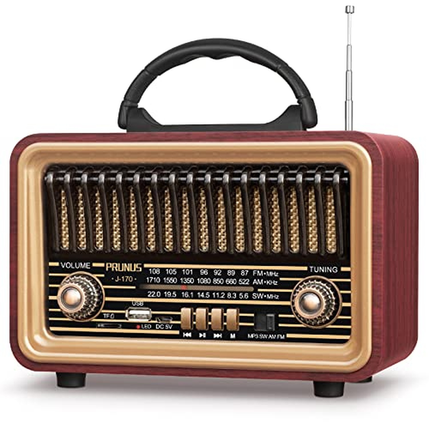 PRUNUS Retro Vintage Radio with Bluetooth, Radios Portable AM FM