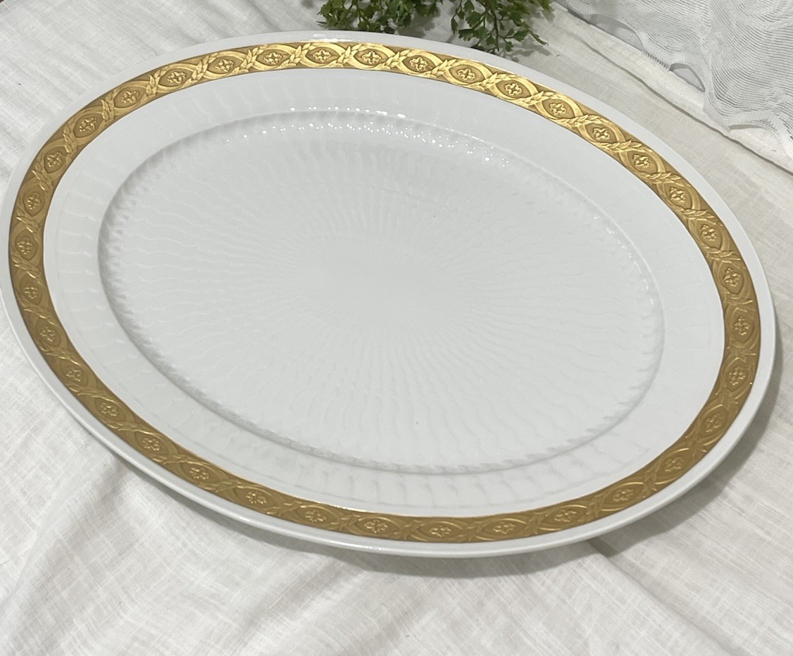 Royal Copenhagen Gold Fan Large Oval Platter No 11510 19 Inch Huge Turkey Size
